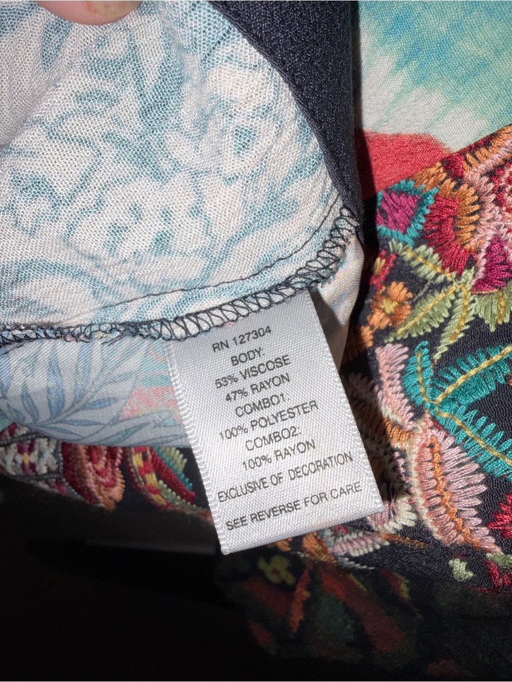 John Mark Floral Embroidered Patchwork Open Front Kimono/Cardigan Bohemian - Picture 8 of 8